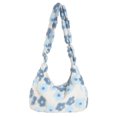 thumbnail image 1 of Bolso de mano de piel sintética para mujer, bolso de mano peludo informal, bolso de compras de invierno (azul), 1 of 9