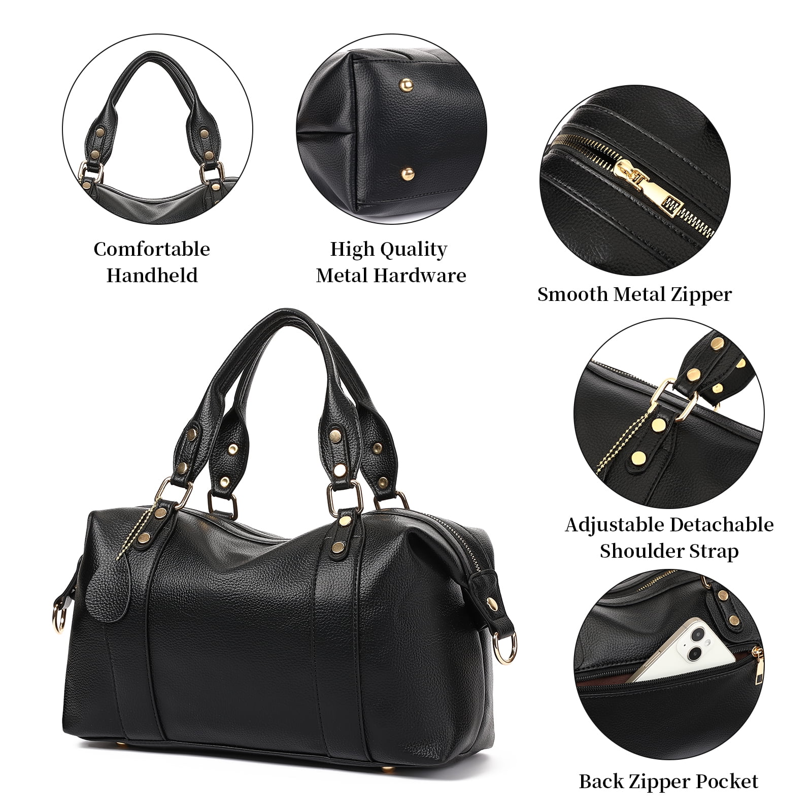 KALUNMA Leather Tote Shoulder Bag for Women Crossbody Handbag with Top Handles Hobo Bag