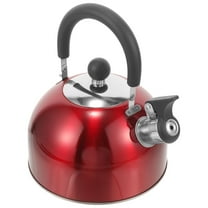 SOPOTUTU Red Whistling Kettle with Anti-Scald Handle, Stainless Steel Tea Kettle for Daily Use and Boiling Water