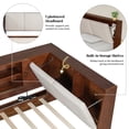 thumbnail image 5 of Euroco Wood Twin Bed Frame, Toddler Daybed with Upholstered Headboard and USB Charging Station, Floor Bed with Storage Bookcase, Walnut, 5 of 15