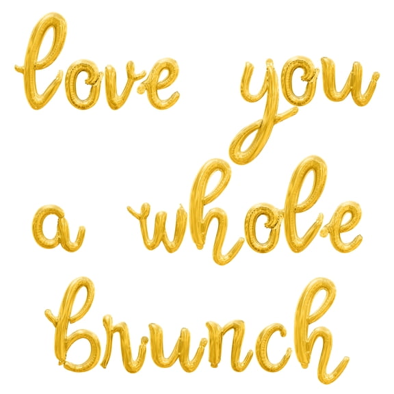 Cursive Script Letter Balloons - LOVE YOU A WHOLE BRUNCH 16" Inch Alphabet Letters Foil Mylar Balloon Bridal Shower Party Banner (Gold)