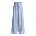thumbnail image 4 of TZZQ Striped Linen Pants Wide Leg Drawstring Elastic Waist Trousers with Pockets Lightweight Loose Striped Gingham Plaid Lounge Pants Summer Casual Relaxed Fit Beach Vacation Flowy Slacks Blue Xxl, 4 of 4