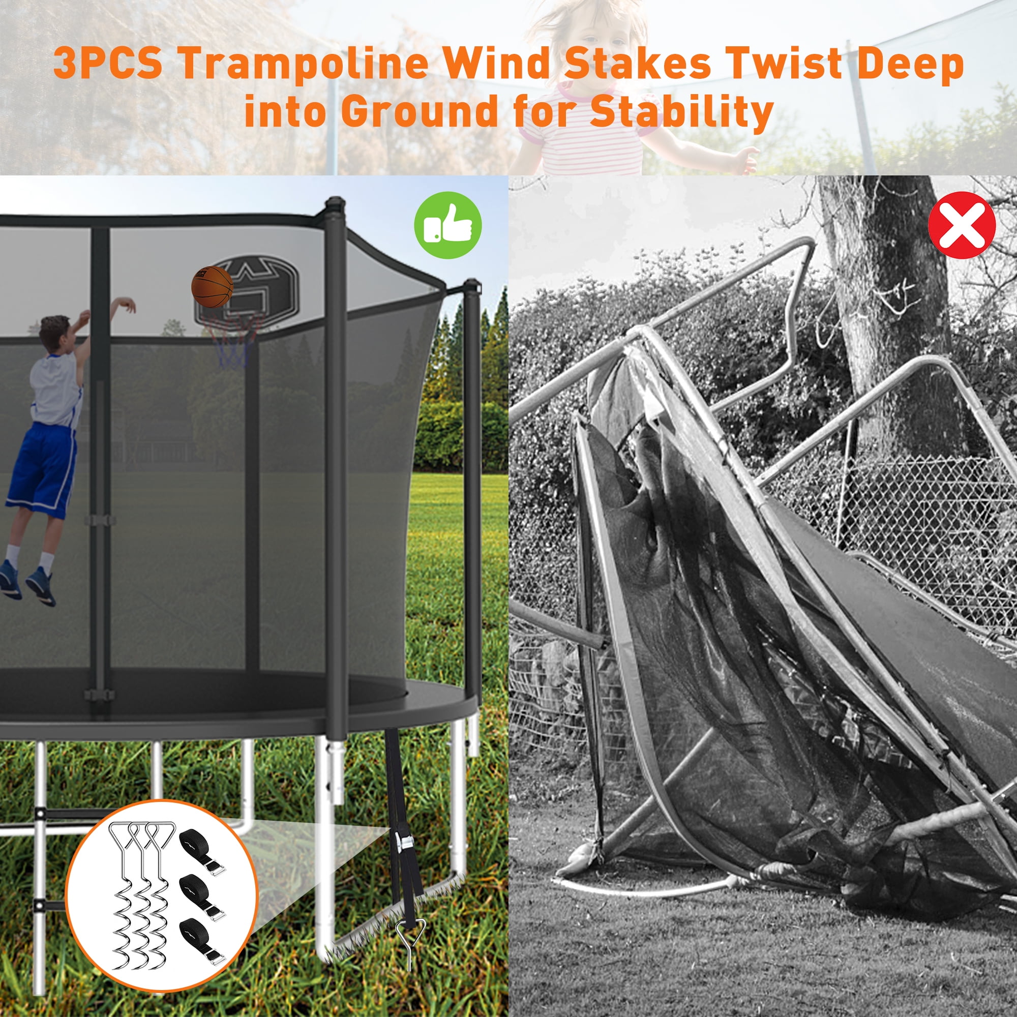 CITYLE Trampoline 10FT for Kids and Adults 1000LBS Weight Capacity, Heavy Duty Outdoor Trampolines with Basketball Hoop and Enclosure Net for Backyard, Birthday Gift