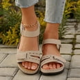 thumbnail image 2 of Walking Sandals for Women 2025 Summer Simple Casual Leather Ankle Strap Low Heel Sandals Ladies, 2 of 8