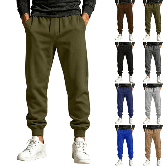 Sweatpants for Men Basic Fleece Joggers with Pockets Solid Color Elastic Drawstring Waist Athletic Sweat Pants 2026