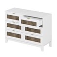 thumbnail image 6 of 4-Pieces Bedroom Sets, Queen Size Farmhouse Platform Bed with Wooden Strip Decoration, Storage Nightstand and Dresser with Metal Handle, White, 6 of 9
