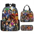 thumbnail image 1 of ROBLOX anime mochila escolar para niños niña17in Kit de mochila escolar para estudiantes Portable bolsa del almuerzo infantil estuche de lápices aislamiento lonchera 3pcs, 1 of 4