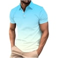 thumbnail image 2 of VgaVtl Men's Polo Shirt Golf Short Sleeve Summer Collared Workout Gradient Color Leisure T Shirt for Men Button, 2 of 5