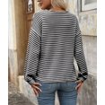 thumbnail image 4 of Women's Casual Loose V-Neck Striped Button Black Pullover Sweatshirt,Spring/Autumn/Winter,S-2XL, 4 of 6