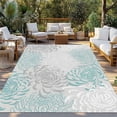 thumbnail image 2 of Outdoor Rug 4x6 Feet, Aqua White Entryway Rugs Floor Mats, Washable Runner Rug Non Slip, Abstract Grey Chrysanthemum Flower Floral Indoor Outside Rugs for Patios/Porch/Camping, 2 of 9