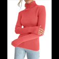 thumbnail image 2 of Suéteres Acanalados para Mujer, Lindos Suéteres de Punto de Cuello Alto, Ajustados y Cálidos Sandía un Tamaño, 2 of 8
