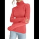 thumbnail image 2 of Suéteres Acanalados para Mujer, Lindos Suéteres de Punto de Cuello Alto, Ajustados y Cálidos Sandía un Tamaño, 2 of 8