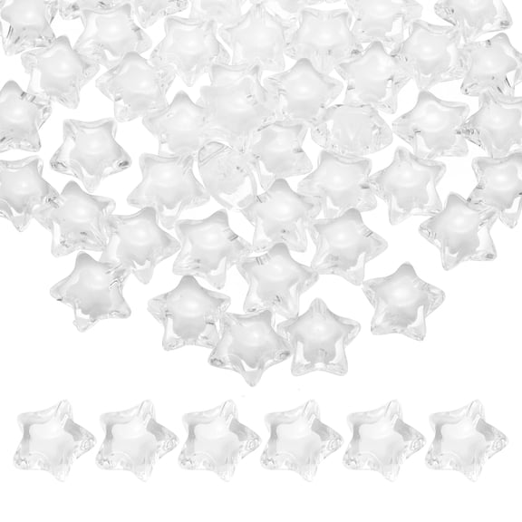 Uxcell 100pcs Acrylic Star Beads, 14mm Star-Shaped Pony Loose Spacer Beads for Bracelets Jewelry Making DIY Crafts, White