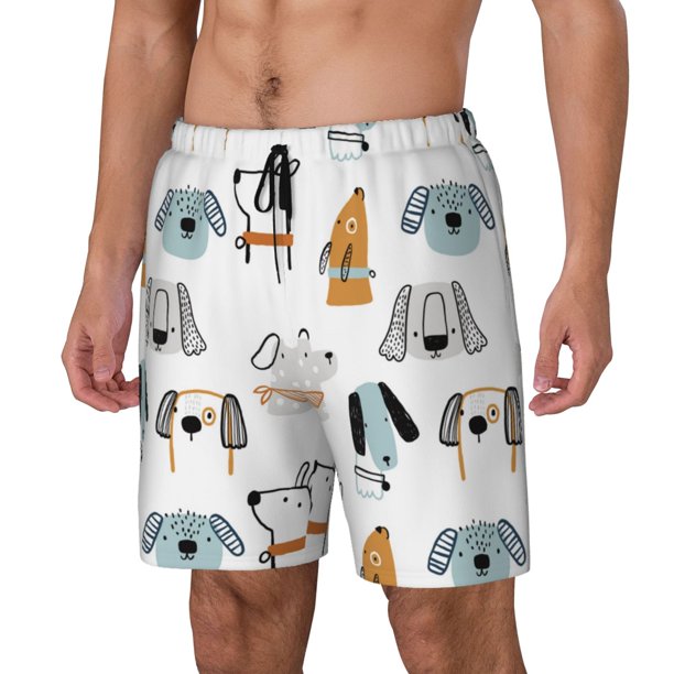 Balery Puppy Bañador para hombre, shorts de playa de secado rápido con entrepierna y forro de compresión-Small