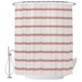 thumbnail image 2 of Shower Curtains for Bathroom, Red Striped Waterproof Fabric Shower Curtain, Rustic Red Stripe Modern Art Beige Decorative Bathroom Curtain for Bathtub, 66"x72", No Hooks Included, 2 of 9
