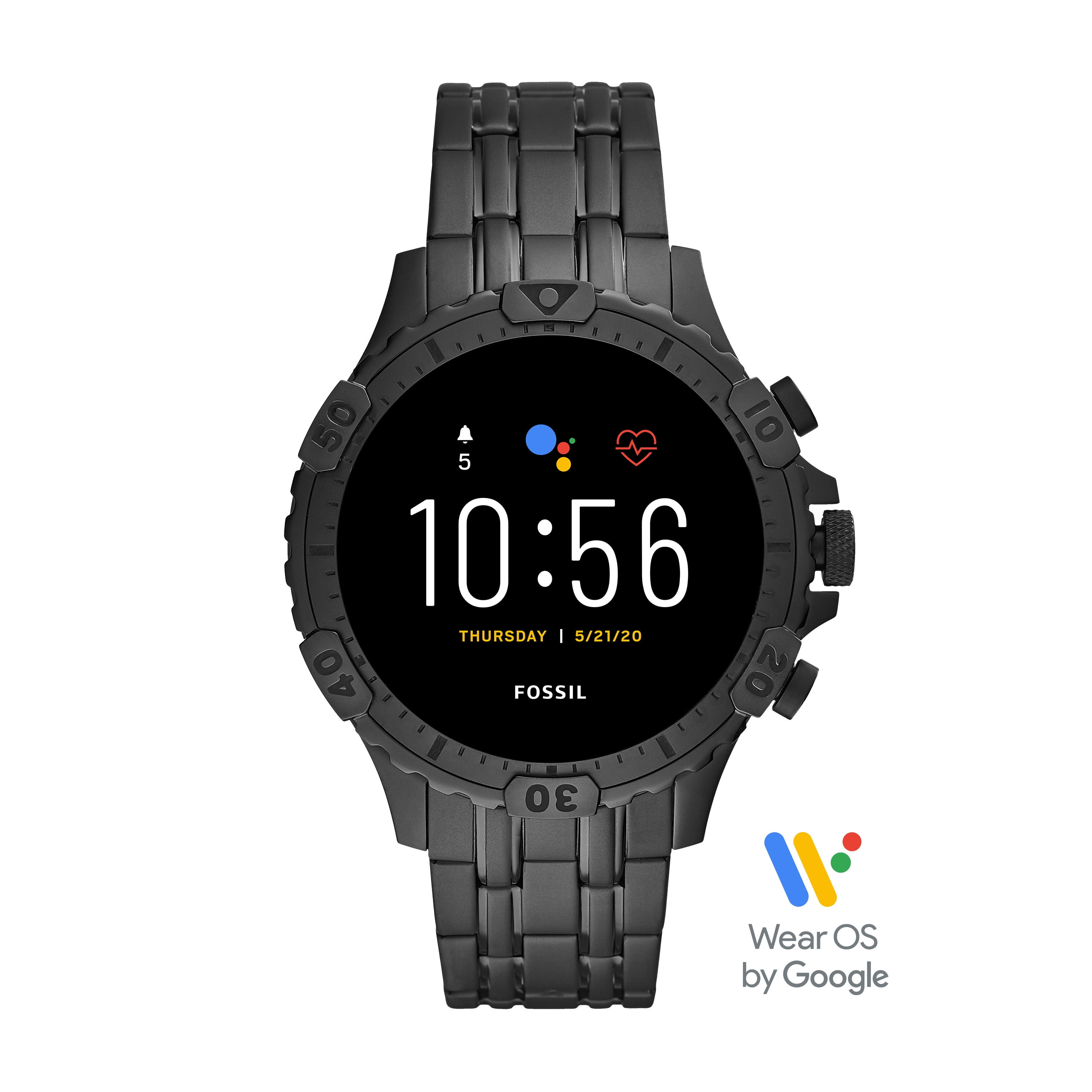 Fossil 5th Generation Garrett HR Men's Smartwatch - Black Stainless Steel - Powered with Wear OS