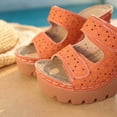 thumbnail image 3 of HomeDM Women's Block Heels Sandals Flatform Round Open Toe Two Strap Slip On Mules Sandals, Orange Size 9, 3 of 9