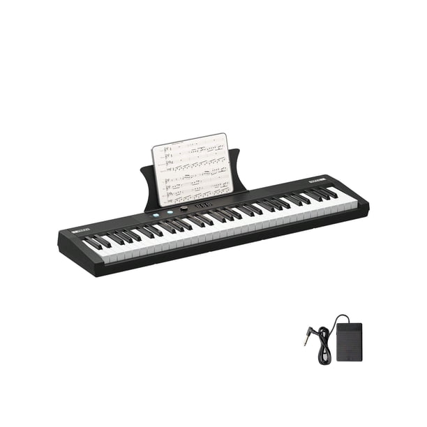 61 - key portable electric semi - weighted keyboard piano beginners/professionals. comes power supply, built - in speakers, pedal. ideal birthday o christmas (available stand y stool/without s...