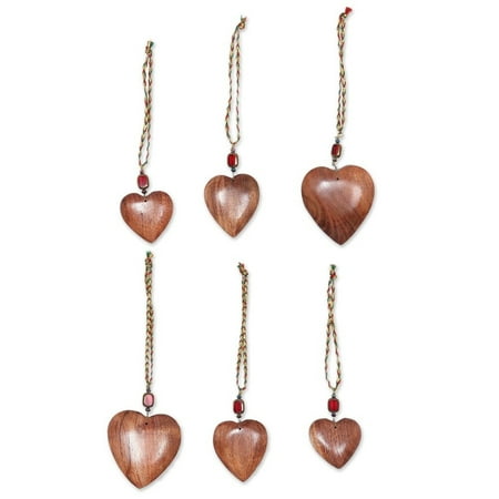 

Sheesham Wood Hearts of Happiness Ornaments Set of 6 - 0.8 D