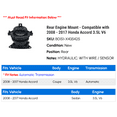 thumbnail image 2 of Rear Engine Mount - Compatible with 2008 - 2017 Honda Accord 3.5L V6 2009 2010 2011 2012 2013 2014 2015 2016, 2 of 2