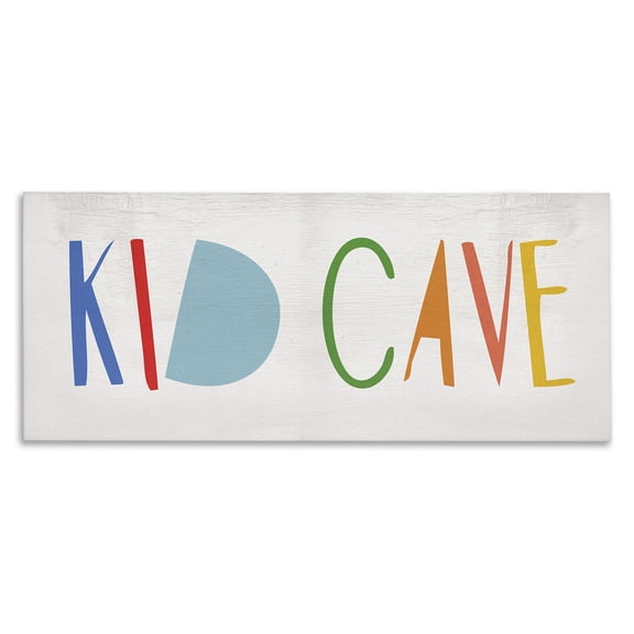 Stupell Industries Contemporary Kid Cave Phrase Fun Vibrant Whimsical Typography Canvas Art, 30 x 13, by Lil' Rue