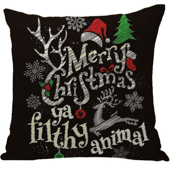 Yidarton Linen Plaid Pillow Case Christmas Pillowcase Santa Claus Elk Printing Pattern Cushion Cover