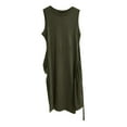 thumbnail image 5 of Vestido corto de manga corta con nudo en la cintura para mujer - Mezcla de lino ligera, corte ajustado para el verano, atuendo informal versátil, tallas S-XL, 5 of 5