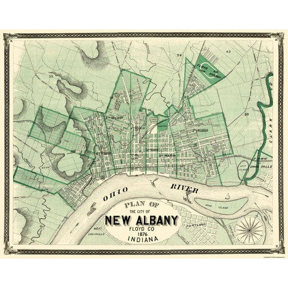 Old City Map - New Albany Indiana - 1876 - 28.81 x 23 - Walmart.com