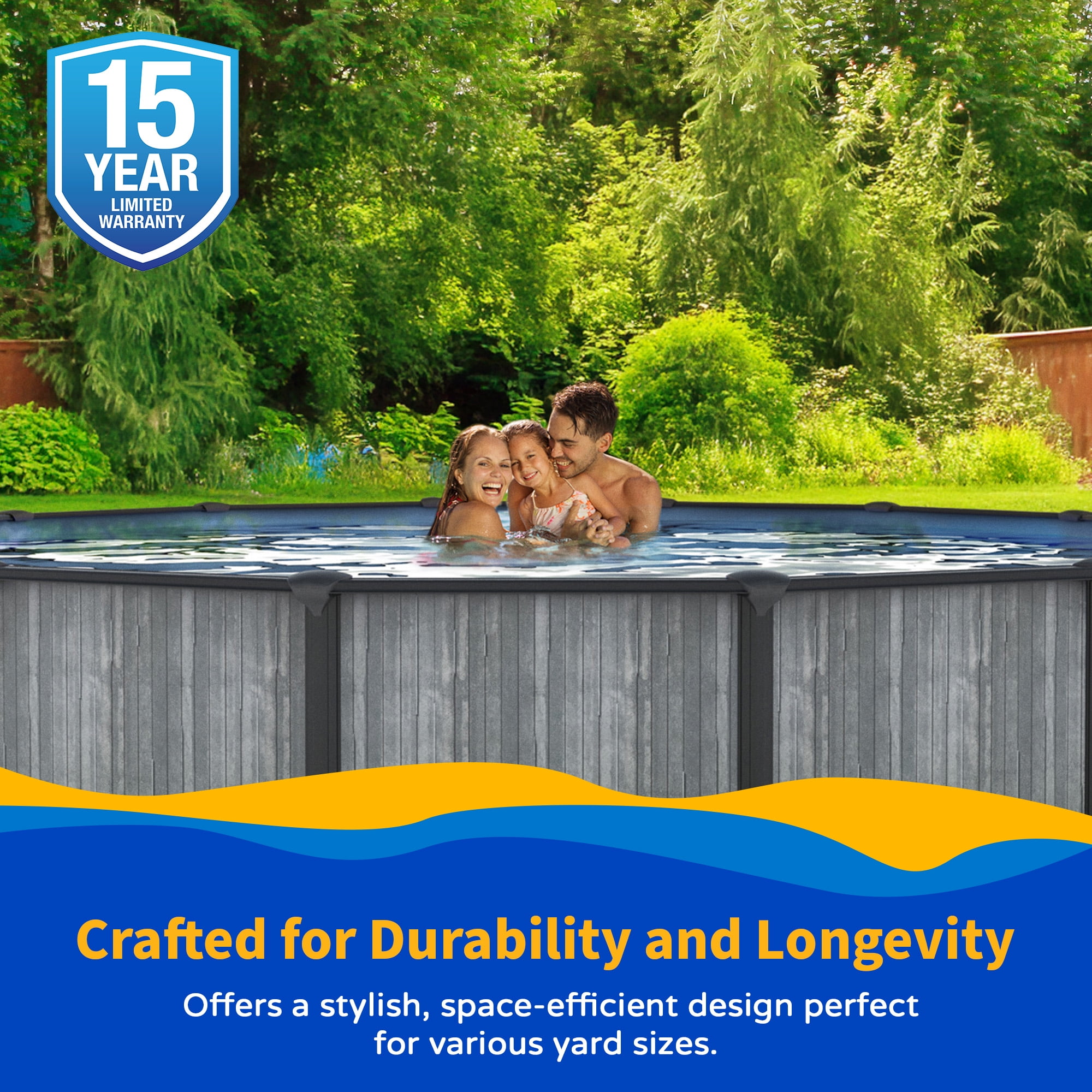 Blue Wave San Pedro 18-ft Round 52-in Deep 6-in Top Rail Above Ground Steel Wall Swimming Pool Package