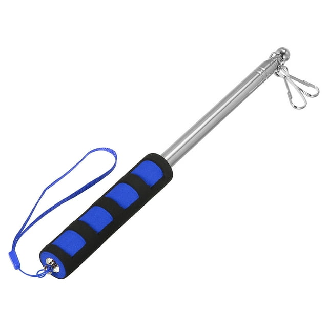Unique Bargains Telescopic Handheld Flagpoles 1.6M Sponge Handle Pole w Clips 7 Sections Blue