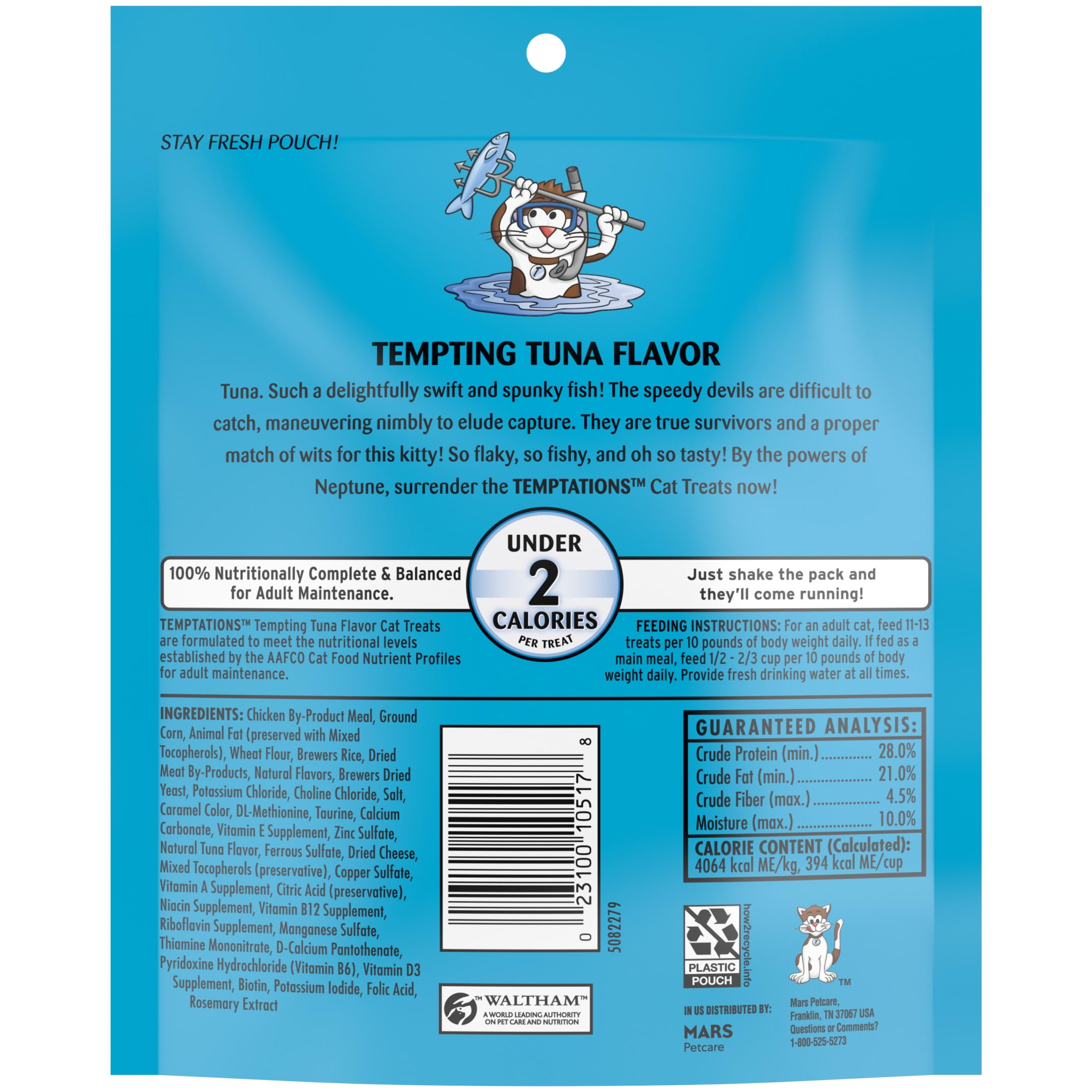 (10 pack) Temptations Classic Tuna Flavor Crunchy and Soft Cat Treats, 6.3 oz Pouch