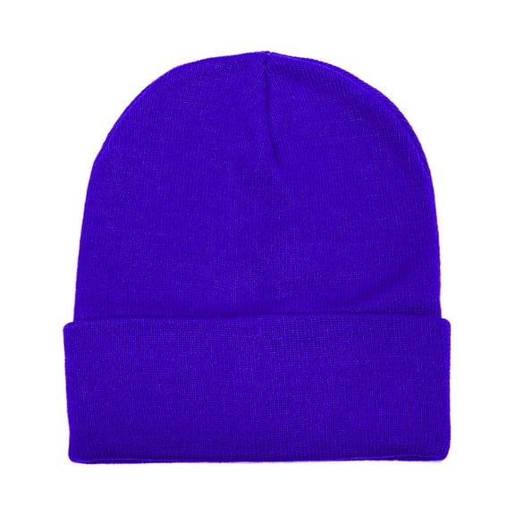 Falari Unisex Beanie Cap Knitted Warm Solid Color Royal