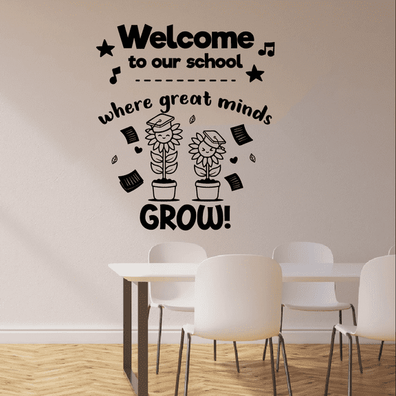 Great Minds Grow Classroom Wall Decals Stickers Education Educational Quotes for Teachers Students School Room Nursery Kindergarten Library Home Art Decals Wall Art Vinyl Decoration Size (40x24 inch)