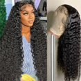 thumbnail image 1 of Nervoss 26 pulgadas onda profunda 13x6 HD transparente encaje frente pelucas profundo rizado encaje frontal sin cola pelucas cabello humano pre arrancado con pelo de bebé línea natural pelucas húmedas, 1 of 5
