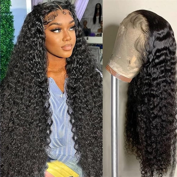 Nervoss 26 pulgadas onda profunda 13x6 HD transparente encaje frente pelucas profundo rizado encaje frontal sin cola pelucas cabello humano pre arrancado con pelo de bebé línea natural pelucas húmedas