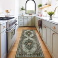 thumbnail image 2 of GlowSol 2' x 6' Vintage Floral Runner Rug Non Slip Bedroom Runner Rug Distressed Floor Carpet for Laundry Room, Green, 2 of 7
