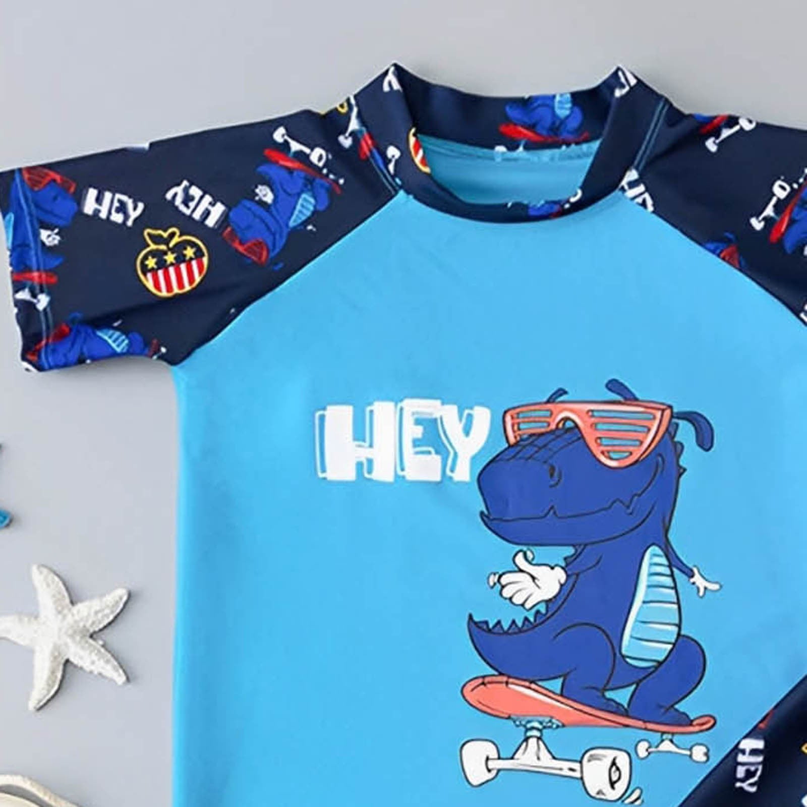 Shadoumai Kid Swimming Suit Stretchy Swimwear Set Boys Swim Shirt and Shorts Set Vacation Boy Bathing Suit