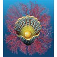 thumbnail image 3 of Pearls Duvet Cover Set, Giant Majestic Unique Pearl Mussel and Ivy Coral Deep down in the Sea Art Print, Decorative 3 Piece Bedding Set with 2 Pillow Shams, Calking Size, Blue Red Yellow, by Ambesonne, 3 of 3