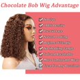 thumbnail image 3 of Peluca de pelo humano Bob sin pegamento, color marrón chocolate, 14 pulgadas, 3 of 7