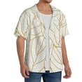 thumbnail image 2 of Logiee Elegant Gold Leaf Pattern Print Men's Button Down Shirts Short Sleeve, Summer Beach Shirts,Vacation Wedding Shirts,Men's Casual Button-Down Shirts with Pocket-3X-Large, 2 of 5