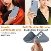 For Samsung Galaxy A55 5G Phone Case, Ebizware Shockproof Liquid Silicone Case Full-Body Protective Rugged Rubber Slim Cover with Microfiber Lining for Galaxy A55 5G (Gray)