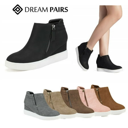 

Dream Pairs Women Platform Wedge Heel Sneakers Booties Side Zipper Ankle Boots
