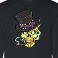 thumbnail image 3 of Inktastic Mardi Gras Skull with Cigar Long Sleeve T-Shirt, 3 of 4