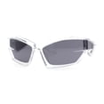 thumbnail image 4 of Unique Trendy 90s Sport Plastic Side Visor Wrap Around Sunglasses Clear - Black, 4 of 4