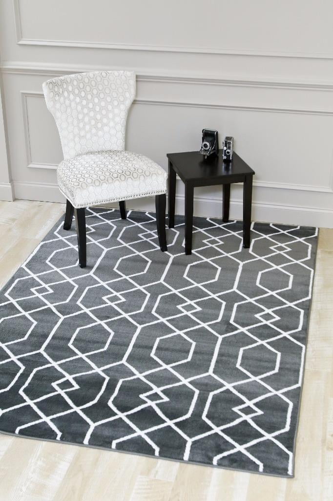 FREE SHIPPING RUG CHARCOAL CARPET 3028 CHARCOAL MOROCCAN TRELLIS AREA RUG LARGE 