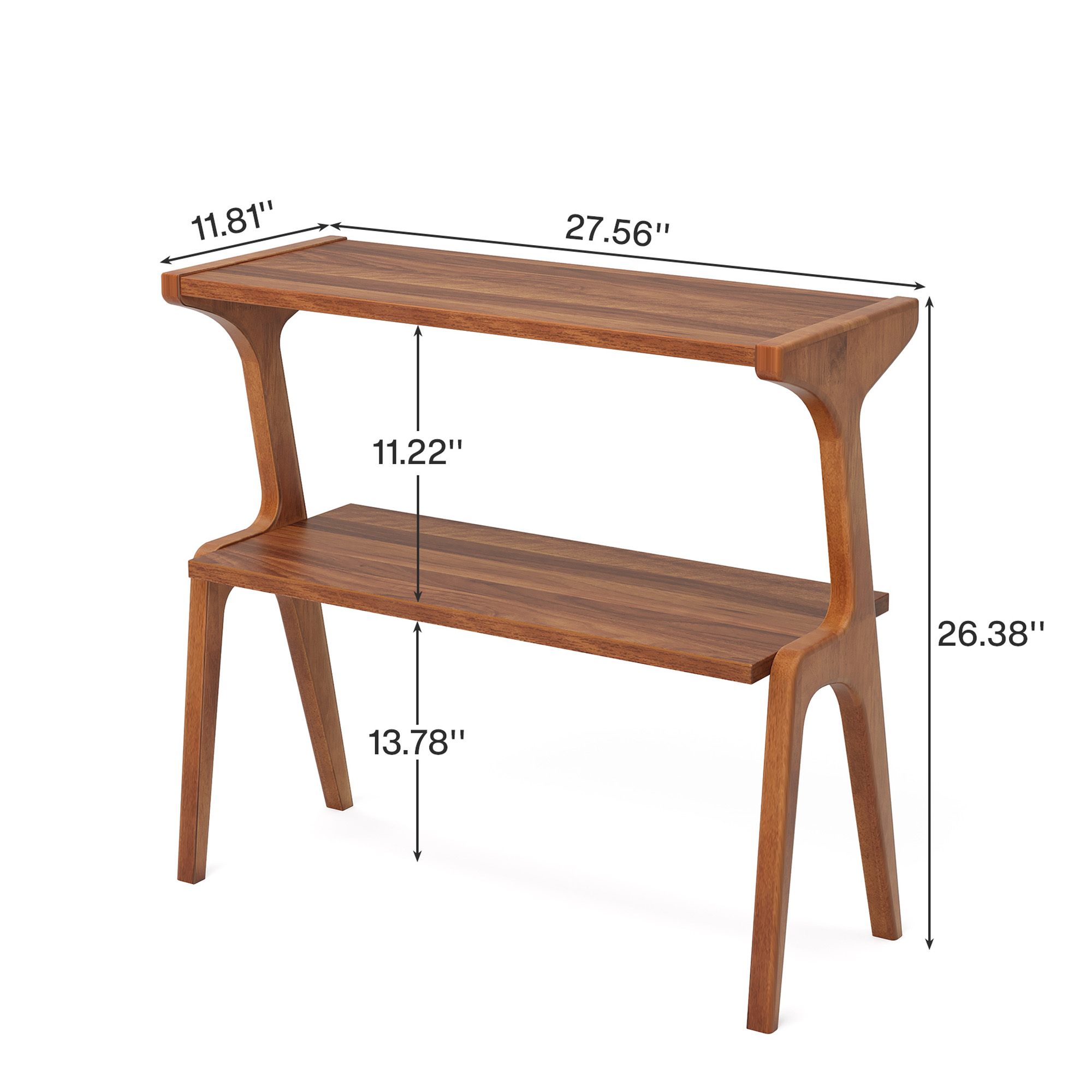 MAYEERTY 2-Tier End Table Solid Wood Frame Stable & Crack-Resistant