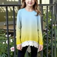 thumbnail image 3 of HAOTAGS Gradient Color Tops for Big Girls(4-15), Long Sleeve Crew Neck T-shirts with Lace Hem Yellow 8-9Years, 3 of 7