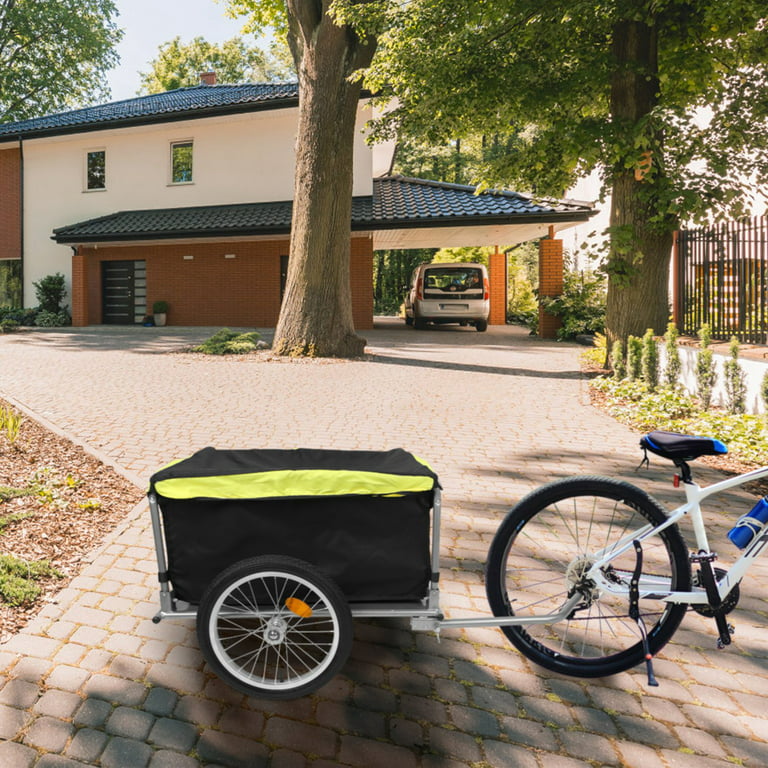 176lbs Bike Cargo Wagon Trailer iMounTEK Foldable Large Bicycle Trailer with Removable Lid Waterproof for Carrying Stuff Plants Tools Black