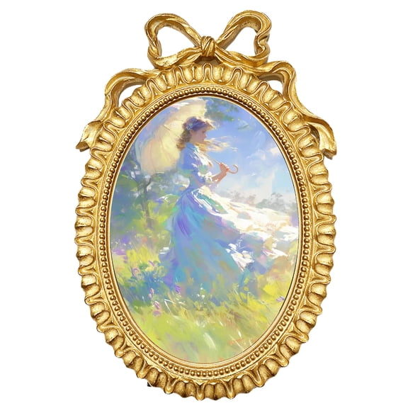 Bronze Gold Oval Picture Frame 5x7 Vintage Resin Photo Frame Wall Tabletop Decor