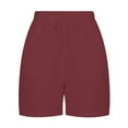 thumbnail image 4 of Moxiu Women Linen Shorts,Shorts for Women 2025 Trendy Linen Shorts Casual Summer Plus Size Beach Shorts with Pockets Comfy Lounge Shorts Wine,XXXXL, 4 of 6